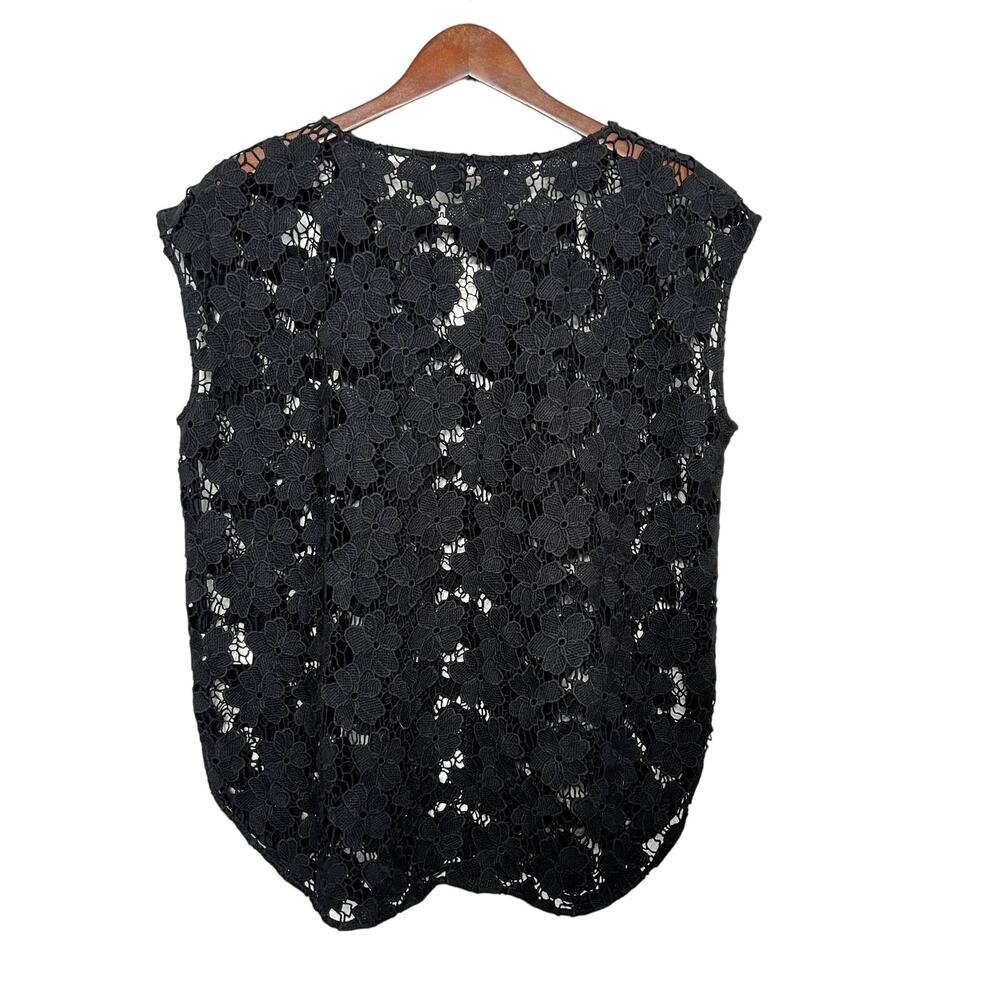 NEW! Talbots Crochet Floral Cover Up Top Eyelet Knit Black - XS